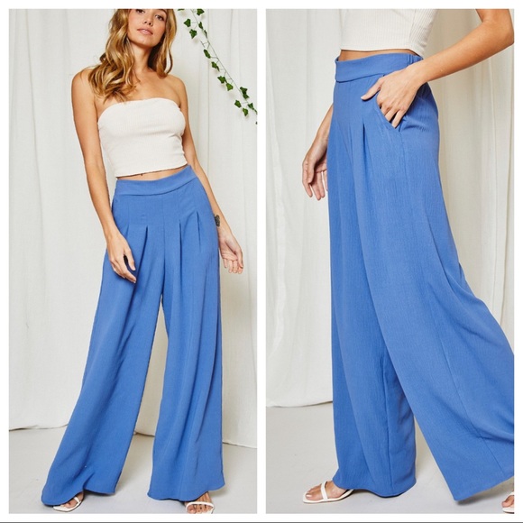 This Season Must Have! Pleated Solid Wide Leg Pants with Pockets - Picture 1 of 4